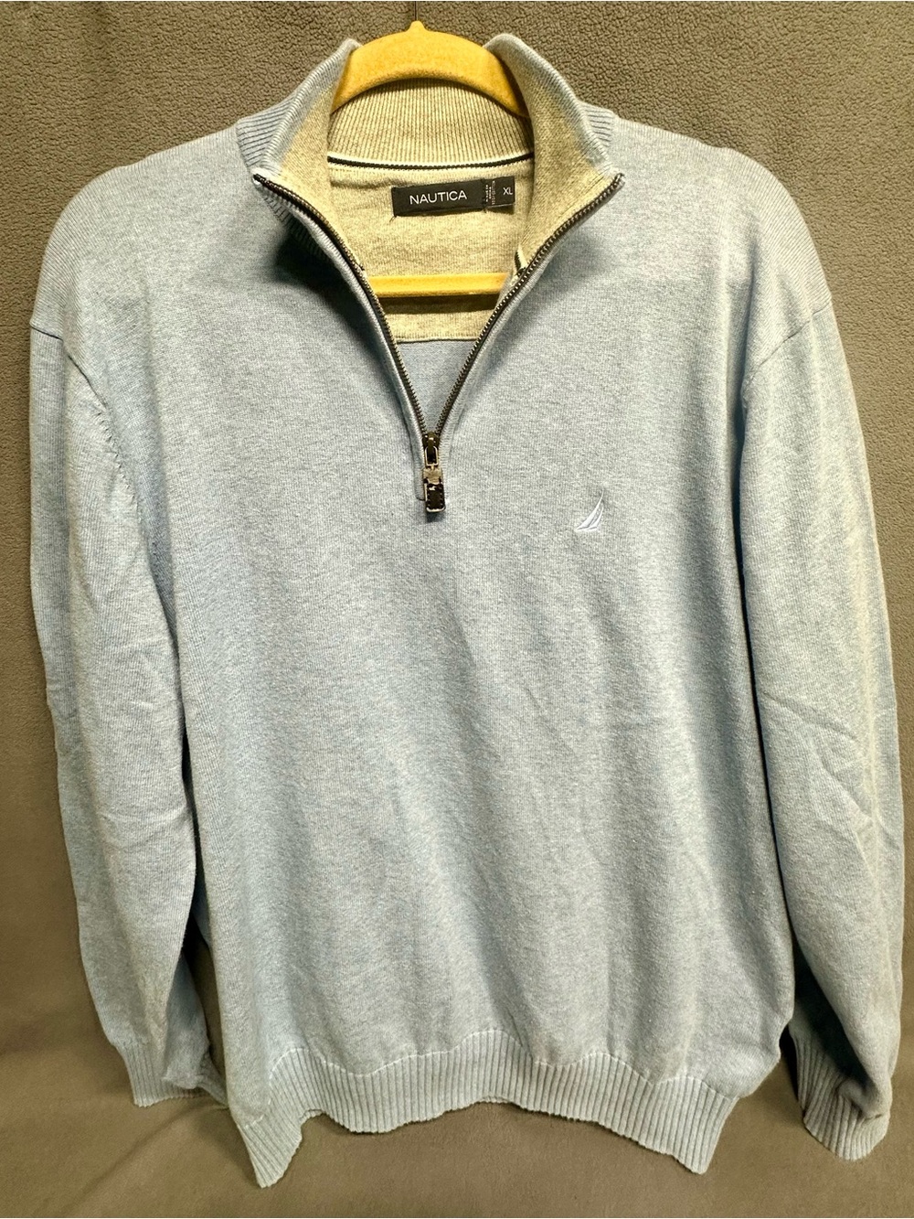 Nautica Men’s Pale Blue Half-Zip Sweater
